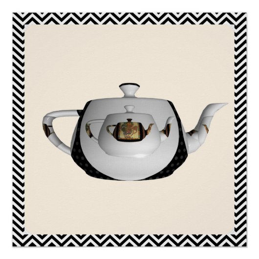 Zickzack, floraler Triple Teapots Poster (Vorderseite)