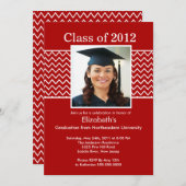 Zickzack Foto Abschluss Einladung - Rot und Weiß (Vorne/Hinten)