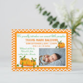 Zickzack Foto Pumpkin - 3x5 Geburtserklärung Ankündigung (Stehend Vorderseite)