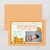Zickzack Foto Pumpkin - 3x5 Geburtserklärung Ankündigung (Vorne/Hinten)