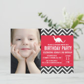 Zickzack Foto zum Geburtstag Einladung (Stehend Vorderseite)