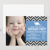 Zickzack Foto zum Geburtstag Einladung (Vorne/Hinten)