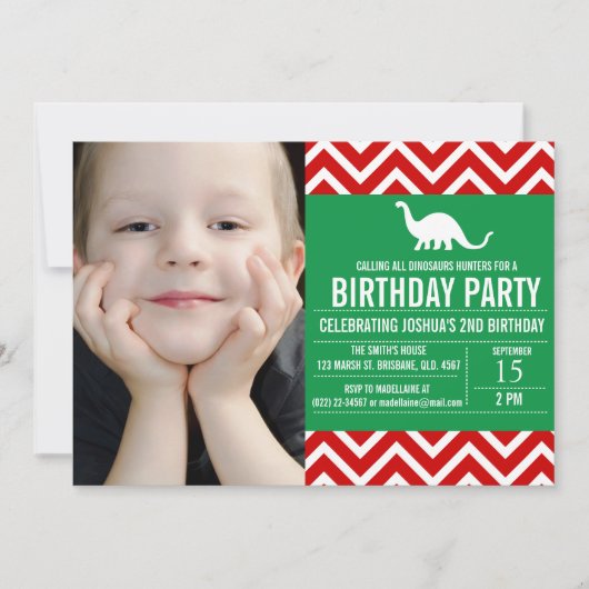 Zickzack Foto zum Geburtstag Einladung (Vorderseite)