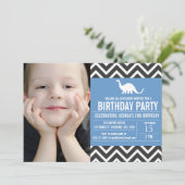Zickzack Foto zum Geburtstag Einladung (Stehend Vorderseite)