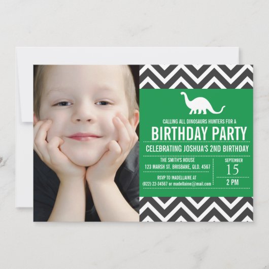 Zickzack Foto zum Geburtstag Einladung (Vorderseite)