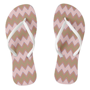 Zickzack Frühling in Braun, Rosa und Pfirsich Badesandalen