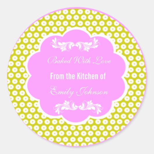 Zickzack gebacken mit Liebe Stickers Geschenkmarke (Vorderseite)