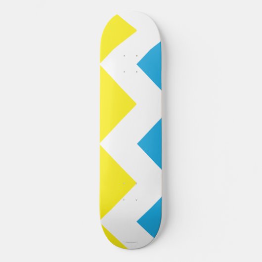 Zickzack Gelb-Blau Skateboard (Vorderseite)