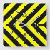 Zickzack-gelbe Pattern-Uhr Quadratische Wanduhr (Vorderseite)