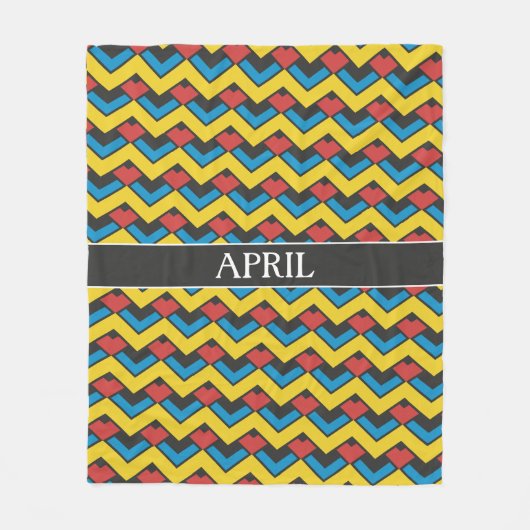 Zickzack-gelbes blaues Minimalmuster Fleecedecke (Vorderseite)