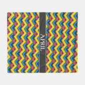 Zickzack-gelbes blaues Minimalmuster Fleecedecke (Vorderseite (Horizontal))