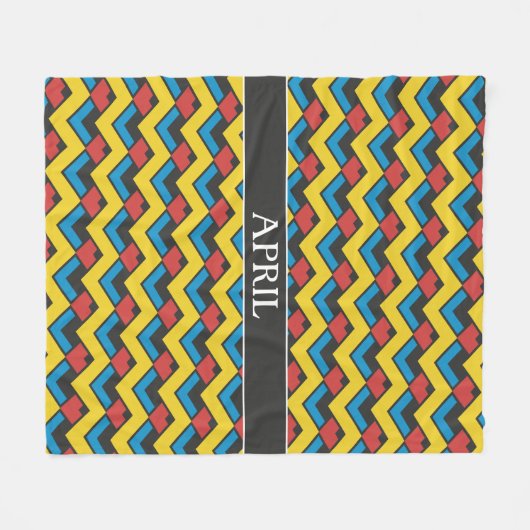 Zickzack-gelbes blaues Minimalmuster Fleecedecke (Vorderseite (Horizontal))