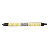Zickzack gelbes und graues Muster mit Monogramm Kugelschreiber (Vorderseite)