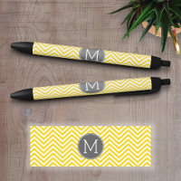 Zickzack gelbes und graues Muster mit Monogramm