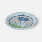 Zickzack Gemusterte Elephant Hearts Baby Boy Dusch Pappteller (Schrägansicht)