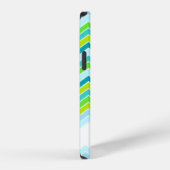 Zickzack gemustertes Türkis Namensinitial iPhone C Hülle (Rechte Seite)