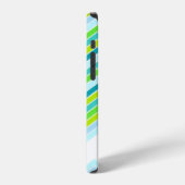 Zickzack gemustertes Türkis Namensinitial iPhone C Hülle (Linke Seite)