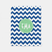 Zickzack geometrisches Muster in Blau und Weiß Fleecedecke (Vorderseite)