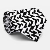 Zickzack geometrisches Schwarz-Weiß-Muster Krawatte (Gerollt)