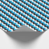 Zickzack Geschenkwrake aus Blau, Schwarz und Weiß Geschenkpapier (Ecke)