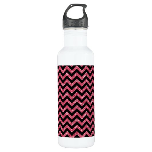 Zickzack Glitzer-Look Edelstahlflasche (Vorderseite)