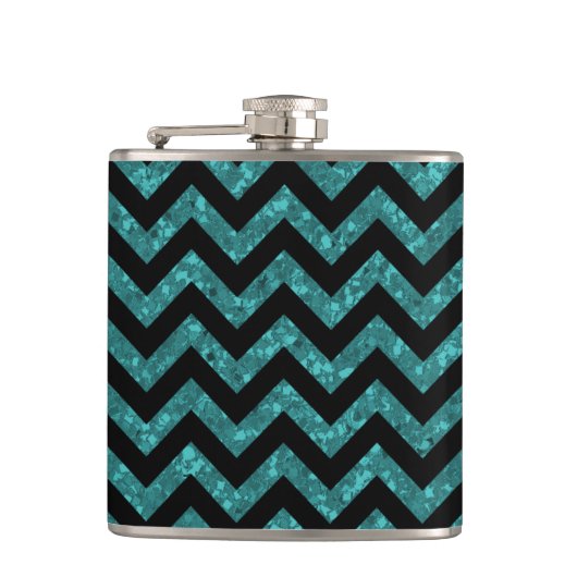 Zickzack Glitzer-Look Flask Flachmann (Vorderseite)
