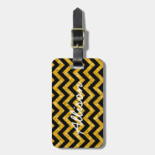 Zickzack Glitzer Look Gepäckmarke Gepäckanhänger (Vorderseite vertikal)