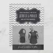 Zickzack Glitzer Save the Date Foto-Karten Einladung (Vorne/Hinten)