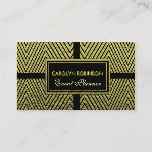 Zickzack Gold und Schwarzes Visitenkarte (Vorderseite)