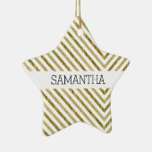 Zickzack Gold und Weiß-Chic Keramik Ornament (Rechts)