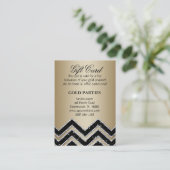 Zickzack GoldParty-Geschenk-Karten-Schwarz-Glitzer Rabattkarte (Stehend Vorderseite)