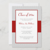 Zickzack Graduierungspartei Rot und Grau Einladung (Vorderseite)