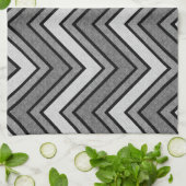 Zickzack graue und schwarze Skizze Geschirrtuch (Gefaltet)