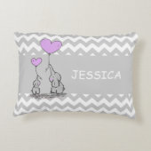 Zickzack Graues Weiß LAVENDER Mädchen Elefant Herz Dekokissen (Rückseite)