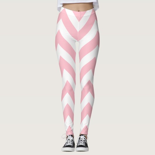 Zickzack große, rosa und weiße Größe Leggings (Vorderseite)