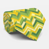 Zickzack grün-gelbes Muster Krawatte (Gerollt)