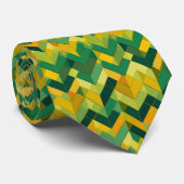 Zickzack grün-gelbes Muster Krawatte (Gerollt)