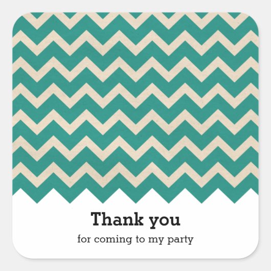 Zickzack Grün Quadratischer Aufkleber (Vorderseite)
