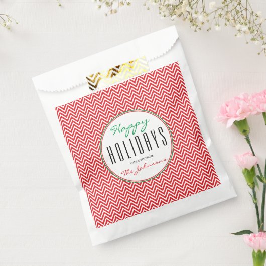 Zickzack "Happy Holidays" Weihnachten Geschenktütchen (Versiegelt)