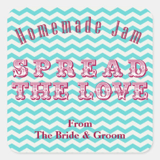 Zickzack, hausgemachte Konserven von Stickern Quadratischer Aufkleber