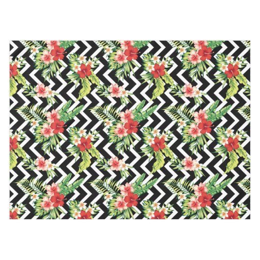 Zickzack hawaiianische Blume Tischdecke (Vorderseite (Horizontal))