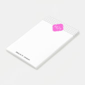 Zickzack heißrosa Folie 3 Monogramm Post-it Klebezettel (angewinkelt)