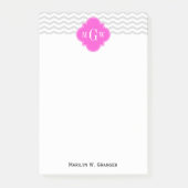 Zickzack heißrosa Folie 3 Monogramm Post-it Klebezettel (Vorderseite)