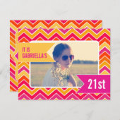 Zickzack helles Foto 21. Geburtstag Party laden Einladung (Vorne/Hinten)