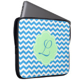Zickzack, hellgrün, monogramm laptopschutzhülle (Vorne Rechts)
