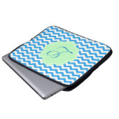 Zickzack, hellgrün, monogramm laptopschutzhülle (Vorne Knopf)