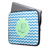 Zickzack, hellgrün, monogramm laptopschutzhülle (Vorderseite Links)
