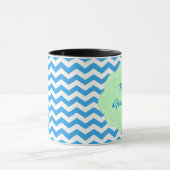 Zickzack, hellgrün, monogramm tasse (Zentrum)
