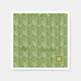 Zickzack Herringbone Muster Forest Green Initial Serviette