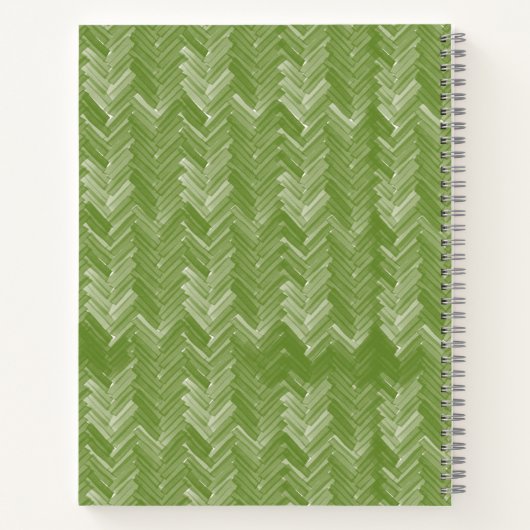 Zickzack Herringbone-Muster Forest Green Monogram Notizblock (Rückseite)